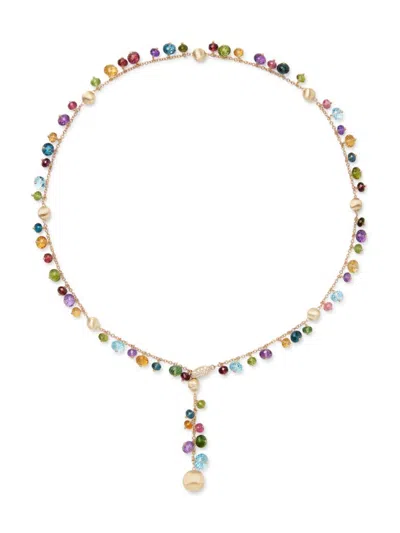 Marco Bicego 18k Yellow Gold Africa Multi Gemstone Bead & Diamond Adjustable Lariat Necklace, 18