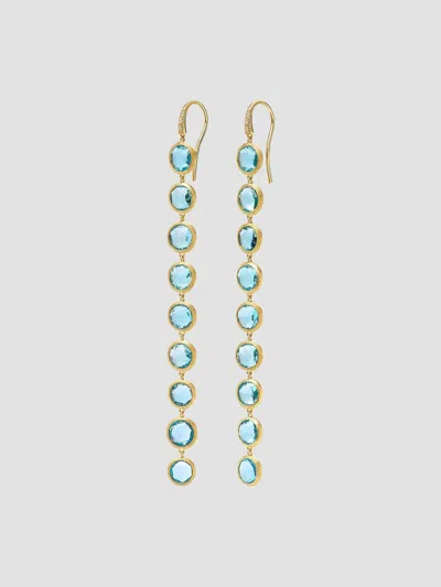 Marco Bicego Women's Jaipur Color 18k Yellow Gold, 0.03 Tcw Diamond & Blue Topaz Drop Earrings