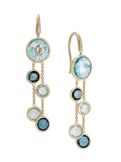 Marco Bicego Women's Jaipur Color 18k Yellow Gold, Blue Topaz & London Blue Topaz Drop Earringa