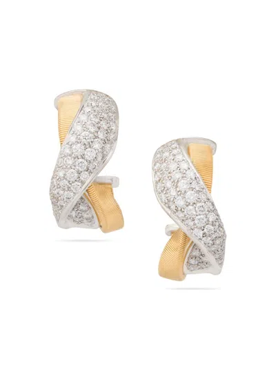 Marco Bicego Women's Marrakech 18k Yellow & White Gold & 1.56 Tcw Diamond Twisted Hoop Earrings In Multi