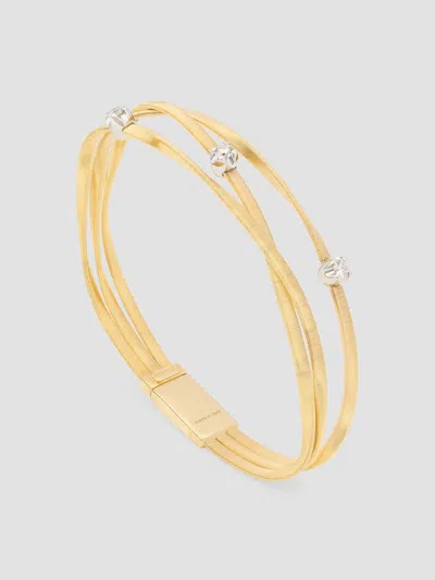 Marco Bicego Women's Marrakech 18k Yellow Gold Three Srand Coil Bracelet With Diamond Stations