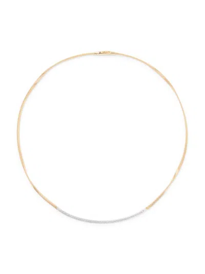 Marco Bicego Marrakech 18k Yellow Gold Coil Necklace With Diamond Bar Marrakech 18k Yellow Gold Coil In Multi