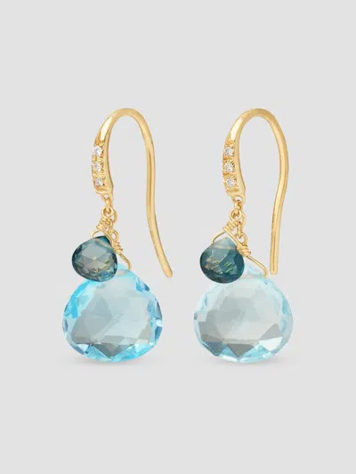Marco Bicego Women's Paradise 18k Yellow Gold, Blue Topaz & 0.04 Tcw Diamond Drop Earrings