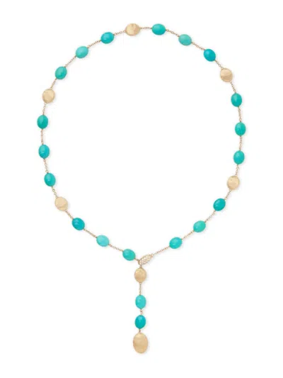 Marco Bicego Women's Siviglia 18k Yellow Gold, Turquoise & 0.10 Tcw Diamond Lariat Necklace In Blue