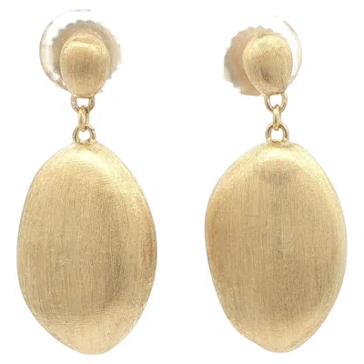 Pre-owned Marco Bicego Yellow Gold Brushed Finish Siviglia Dangle Bean Drop Earrings