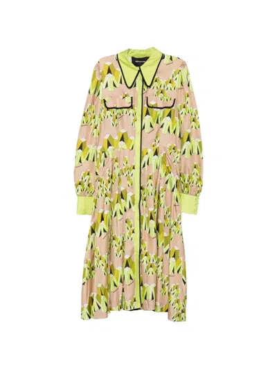 Marco Bologna Geometric-print Midi Bdress In Brown