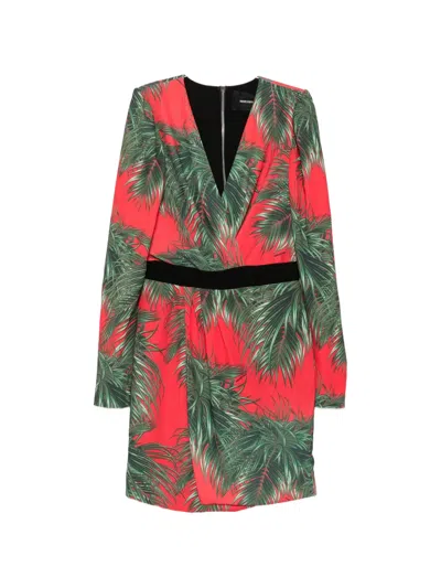 Marco Bologna Palm-print Wrap-style Mini Dress In Multi