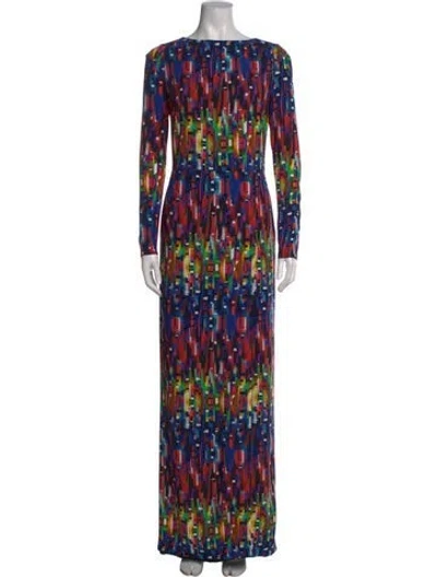 Pre-owned Marco Bologna Printed Long Dress W/ Tags In Blue