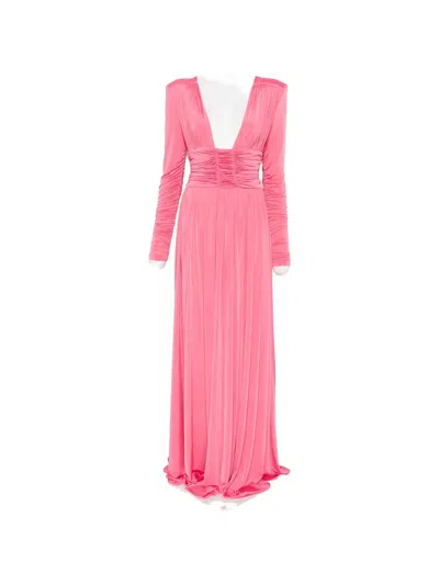 Marco Bologna Ruched Long-sleeve Maxi Dress In Pink