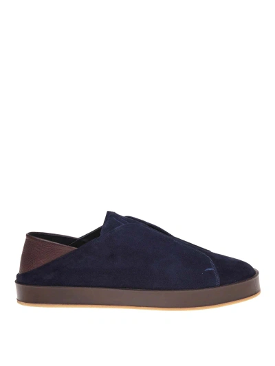 Marco Castelli Slip On Trainers In Blue Suede