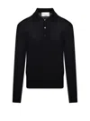 Marco Coppola Black Polo Sweater With Buttoned Placket In Black