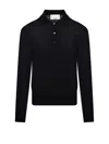 Marco Coppola Black Polo Sweater With Buttoned Placket In Black