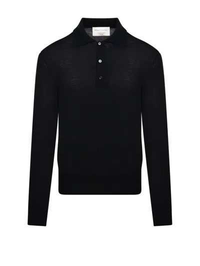 Marco Coppola Black Polo Sweater With Buttoned Placket