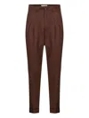 Marco Coppola Double-pleated Tailored Pants With Refined Cuffs In Brown