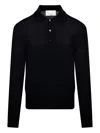 Marco Coppola Black Polo Sweater With Buttoned Placket In Black