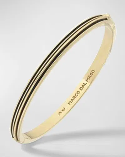 Marco Dal Maso Men's Acies 18k Yellow Gold Polished Silver Cuff With Black Enamel In Yellow Gold/black