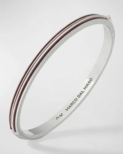 Marco Dal Maso Men's Acies Thin Bangle Bracelet, Silver In Polished Silver/red