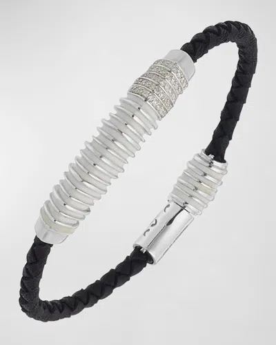 Marco Dal Maso Men's Acies Triple White Bar Bracelet In Black
