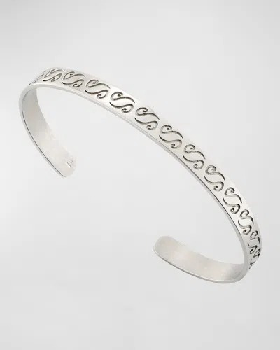 Marco Dal Maso Men's Ara Engraved Cuff Bracelet In Polished Silver