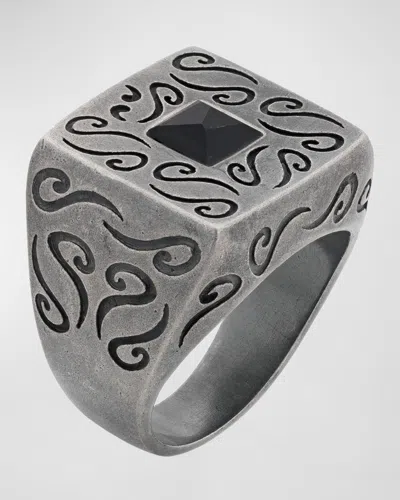 Marco Dal Maso Men's Ara Square Engraved Ring In Metallic