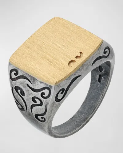Marco Dal Maso Men's Ara Square Signet Ring, Gold