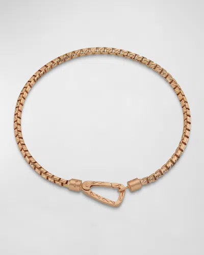 Marco Dal Maso Men's Carved Mini Tubular Rose Gold Plated Silver Bracelet With Matte Chain And Clasp