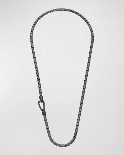 Marco Dal Maso Men's Carved Tubolar Oxidized Necklace In Silver, 52cm In Oxidized Silver