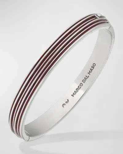 Marco Dal Maso Men's Double Polished Silver Cuff With Red Enamel In Gold