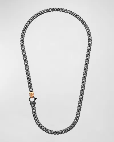 Marco Dal Maso Men's Flaming Tongue Cuban Link Necklace, Silver In Rose Gold