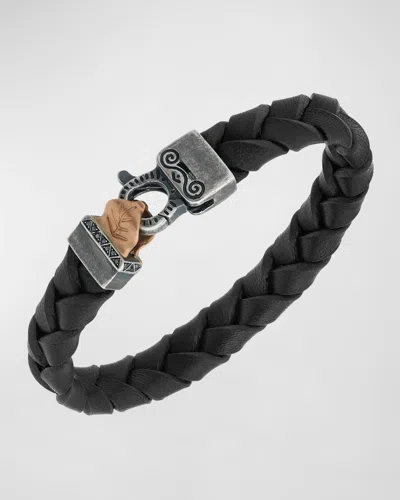 Marco Dal Maso Men's Flaming Tongue Wide Leather Bracelet In Black