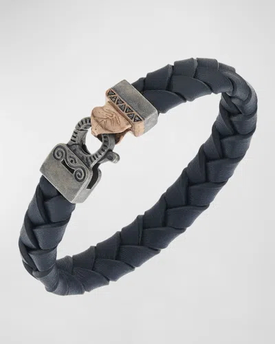 Marco Dal Maso Men's Flaming Tongue Wide Leather Bracelet In Blue