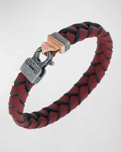 Marco Dal Maso Men's Flaming Tongue Wide Leather Bracelet In Red/yellow Sapphires