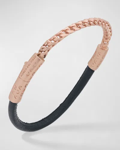 Marco Dal Maso Men's Lash Leather Franco Chain Combo Bracelet, Gold