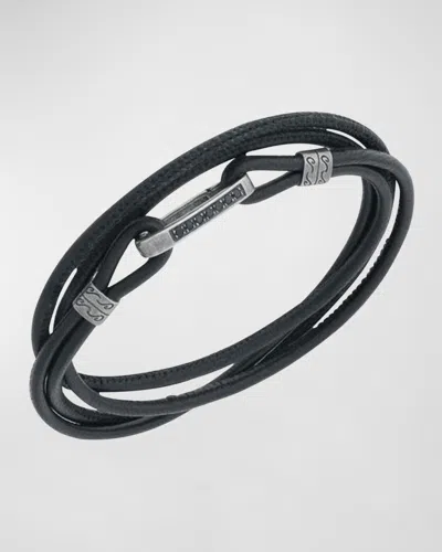 Marco Dal Maso Men's Lash Multi Wrap Smooth Leather Bracelet In Black