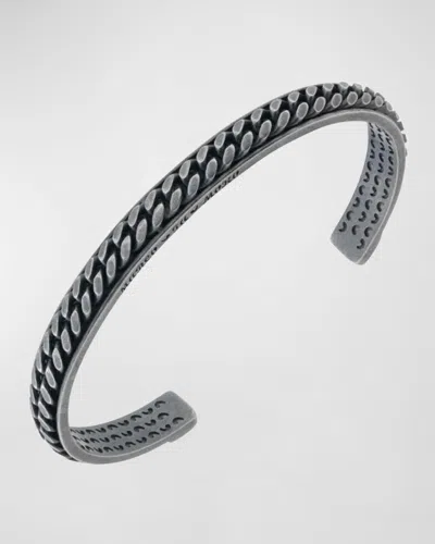 Marco Dal Maso Men's Lash Silver Chain Kick Cuff Bracelet In Oxidized Silver