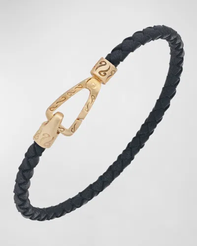 Marco Dal Maso Men's Lash Woven Bracelet, Gold In Black/gold
