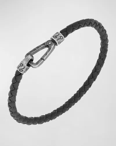 Marco Dal Maso Men's Lash Woven Bracelet, Silver In Black