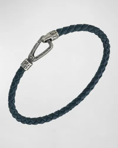 Marco Dal Maso Men's Lash Woven Bracelet, Silver In Blue/silver