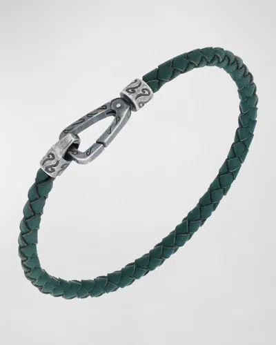 Marco Dal Maso Men's Lash Woven Bracelet, Silver In Green