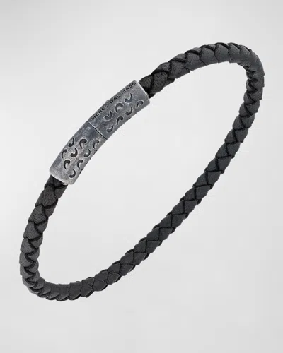 Marco Dal Maso Men's Lash Woven Leather Bracelet With Trigger Clasp In Black