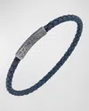 Marco Dal Maso Men's Lash Woven Leather Bracelet With Trigger Clasp In Blue