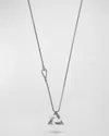 Marco Dal Maso Men's Matte Burnished Silver Pendant Necklace With Enamel In Ivory