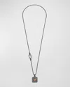 MARCO DAL MASO MEN'S OXIDIZED SILVER AND 18K ROSE GOLD PENDANT NECKLACE WITH BLUE SAPPHIRE