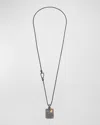 MARCO DAL MASO MEN'S OXIDIZED SILVER AND 18K YELLOW GOLD PENDANT NECKLACE WITH BLACK DIAMOND