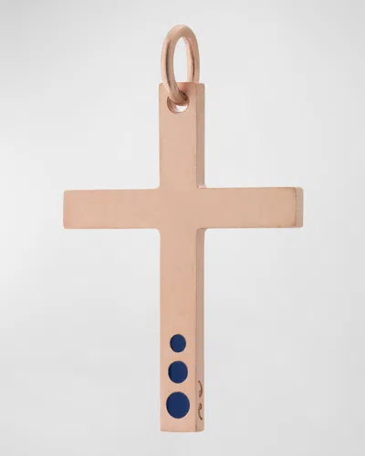 Marco Dal Maso Men's Rose Gold Plated Cross Pendant With Enamel Dot Accents