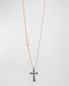 MARCO DAL MASO MEN'S THE CROSS PENDANT NECKLACE IN OXIDIZED SILVER AND 18K ROSE GOLD PLATING