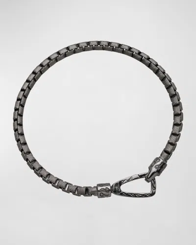 Marco Dal Maso Men's Ulysses Box Chain Bracelet, Silver In Black