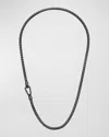 Marco Dal Maso Men's Ulysses Box Chain Necklace In Silver, 62mm In Burnished Silver
