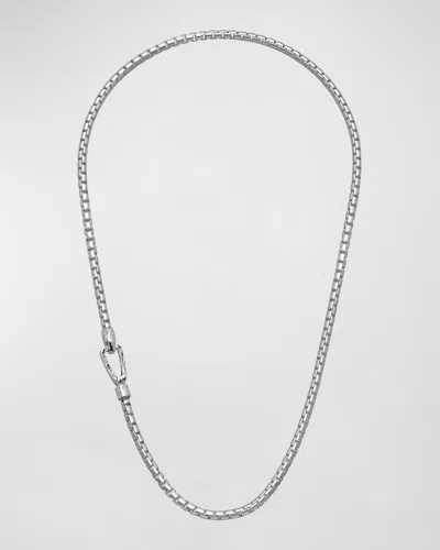 Marco Dal Maso Men's Ulysses Box Chain Necklace In Silver, 62mm In Polished Silver