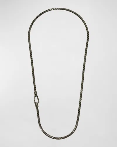 Marco Dal Maso Men's Ulysses Etched Box Chain Necklace In Silver, 62mm In Black